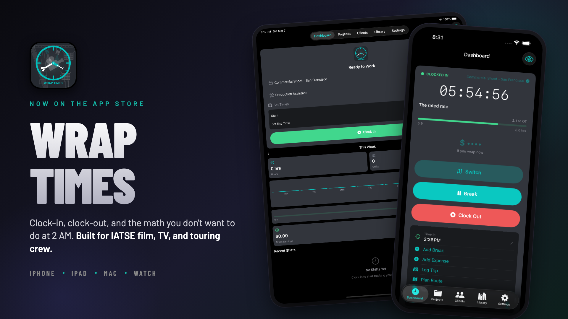Wrap Times — now on the App Store, built for IATSE film, TV, and touring crew